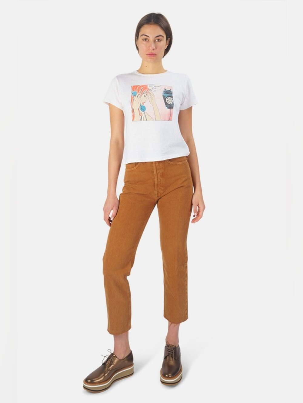 ReDone 70s Ultra High Rise Stove Pipe Pants in Washed‎ Terra Cotta